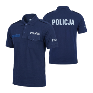 Koszulka polo Policja granatowa 100% bawełna nadruk odblaskowy